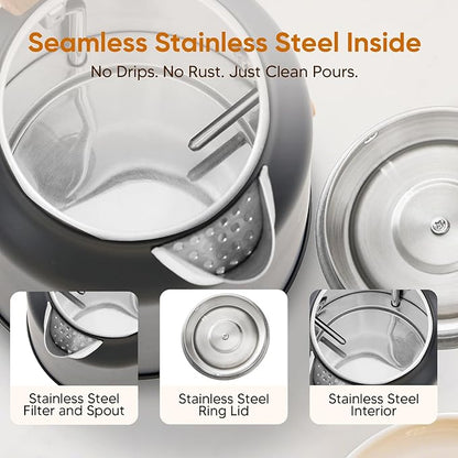 Seehot® 1.7L (57.oz) Electric Kettle with Thermometer, 1200W Large Electric Tea kettle with 304 Stainless Steel,Auto shut off,Hot water kettle Electric for Coffee&Tea-Black