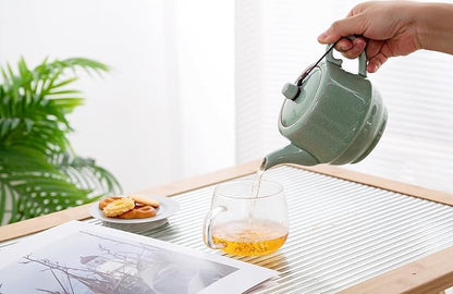 Teapot with Infuser Ceramic Tea Pot with Removable Stainless Steel Fliter for Loose Tea 15.80 OZ/450ml (1-2cups) Teapots for Tea Coffee Milk for Office Home Men Women as Gift(Pink Cyan)