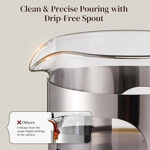 Veken French Press Coffee Maker 34oz 1 L, Heat Resistant Thickened Borosilicate Glass, No Plastic Touching Cafe, Stainless Steel Brewer, Cold Brew Cafetera Teapot for Kitchen Travel Camping, Silver