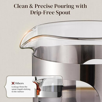 Veken French Press Coffee Maker 34oz 1 L, Heat Resistant Thickened Borosilicate Glass, No Plastic Touching Cafe, Stainless Steel Brewer, Cold Brew Cafetera Teapot for Kitchen Travel Camping, Silver