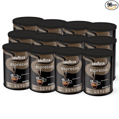 Lavazza Caffe Espresso Ground Coffee, Medium Roast 8 oz Cans Full Case of 12