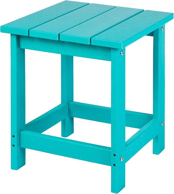 LZRS Adirondack Square Outdoor Side Table for Patio, Pool Composite Patio Table,HDPE End Tables for Backyard,Pool, Indoor Companion, Easy Maintenance & Weather Resistant(Turquoise)