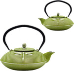 Load image into Gallery viewer, Cast Iron Teapot,SECHUDO Tea Kettle Coated with Enameled Interior for Loose Tea,Cast Iron Teapot with Stainless Steel Infuser for Stovetop Safe (27.1oz Flat Dragonfly Pattern)