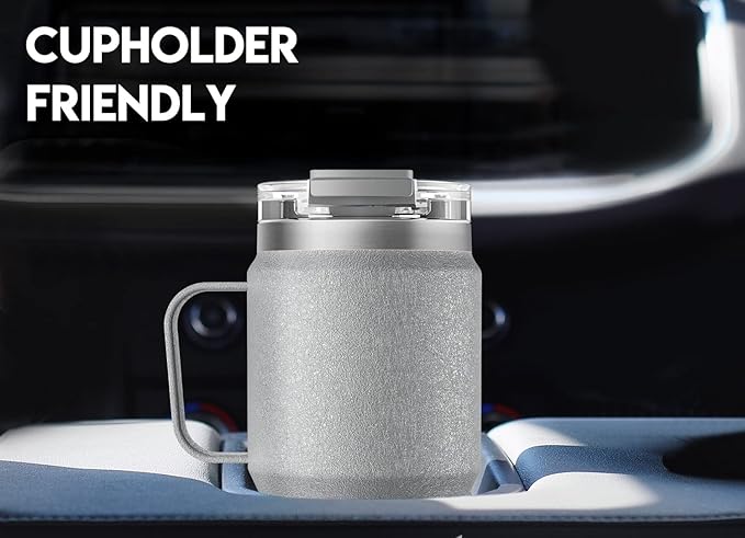 Meoky 24oz Travel Mug, Triple Insulated Stainless Steel Tumbler with Handle and 2-in-1 Straw and Sip Lid, 100% Leak Proof, Keeps Cold for 24 Hours or Hot for 8 Hours, Cupholder Friendly (Rock)