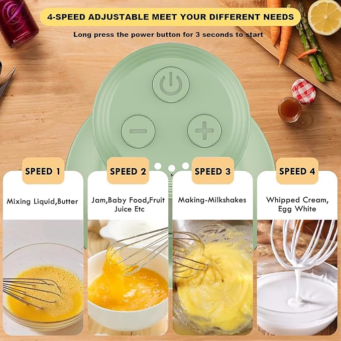 Handheld Frother,Coffee Stirrers Electric,Drink Frother Rechargeable Milk Frother, Hand Frother, Coffee Frother Handheld Milk Frother,Drink Mixer,Hand Mixer,Food Processor and Small Whisk,4-Speed,10Oz