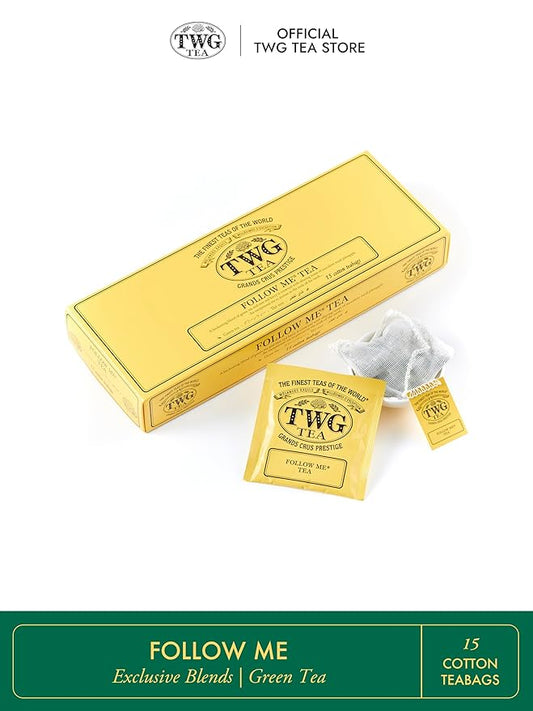TWG Tea | Follow Me Tea | Green Tea | Ginseng & Pineapple | 15 Hand Sewn Cotton Teabags | Gift Set