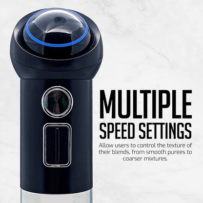 OVENTE Cordless Immersion Hand Blender, 300W Rechargeable Handheld Portable Stick Mixer with Speed Pulse Activating Sensor and Stainless Steel Blades for Smoothies, Shakes or Baby Food, Black HR995B