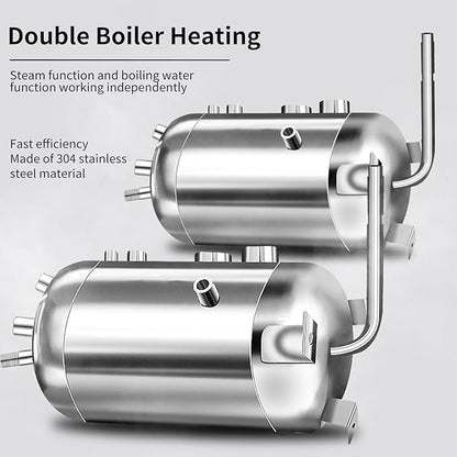 Commercial Milk Frother, 2500W 110V Automatic Steam Boiling Water Machine Electric Steam Milk Frothing Machine Espresso Coffee Milk Foam Machine Steamer with LED Display for Coffee Tea Shop