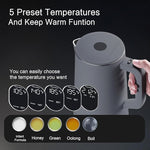 Load image into Gallery viewer, 1.5L Electric Kettle Stainless Steel, Double Wall Cool Touch Teapot, Fast Boil,5 Temperature Control, LED Display, Auto Shut-Off, BPA-Free,Keep Warm Function, Ideal for Tea &amp; Coffee,Gray