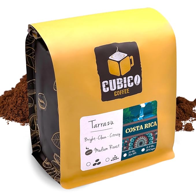 Costa Rican Coffee, Ground Coffee, Premium Costa Rica Tarrazu Single Origin Fresh Roasted Ground Coffee | Cubico Coffee | 12 Ounce Bag