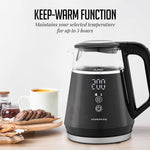 Load image into Gallery viewer, OVENTE Electric Kettle with 5 Temperature Control Presets, LED Digital Display, 5Hr Keep Warm Function, Auto Shut-Off and Boil Dry Protection, 1500W BPA Free Glass Water Heater and Boiler, Black KD95B