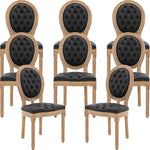 Load image into Gallery viewer, French Country Dining Chairs Set of 8, Black Upholstered Dining Chairs, PU Leather Tufted Back, Solid Wood Legs, Farmhouse Kitchen &amp; Dining Room Chairs, Sillas De Comedor (Black, 8Pcs)