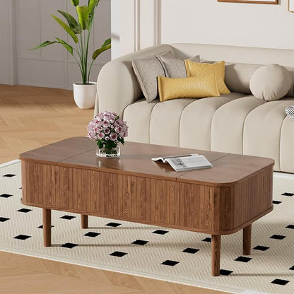 Walnut Coffee Table with Storage, Lift Top Coffee Table, Mid Century Modern Coffee Tables, Lift up Center Table for Living Room