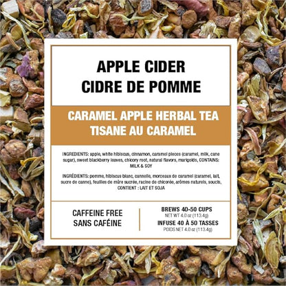 Tiesta Tea - Apple Cider, Loose Leaf, Caramel Apple Herbal Tea, Blend, Non-Caffeinated, Makes Hot or Iced Up to 40-50 Cups, 4oz Refillable Tin