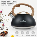 Load image into Gallery viewer, s-p Whistling Tea Kettle Stainless Steel Teapot, Teakettle for Stovetop Induction Stove Top, Fast Boiling Heat Water Tea Pot 2.2 Quart(Black)