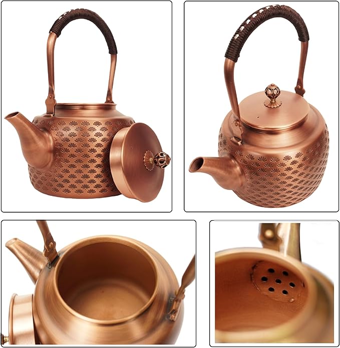 Kkekos Handmade Copper Kettle Copper Teapot for Stovetop 2000ml (Type2)