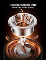 Load image into Gallery viewer, Neretva Burr Coffee Grinder, 2 in 1 Professional Espresso Grinder Stainless Steel Suit 51~58mm Portafilter Coffee Bean Grinder 30 Precise Setting &amp; Anti-Static for Espresso/French Press/Drip/Cold Brew