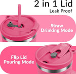 Load image into Gallery viewer, WETOWETO 40oz Tumbler with Handle | Insulated Stainless Steel Travel Mug | 34Hrs Cold &amp; 10Hrs Hot Retention | 100% Leakproof Lid &amp; Straw | Dishwasher Safe + Car Cup Holder Fit (Bright Pink)