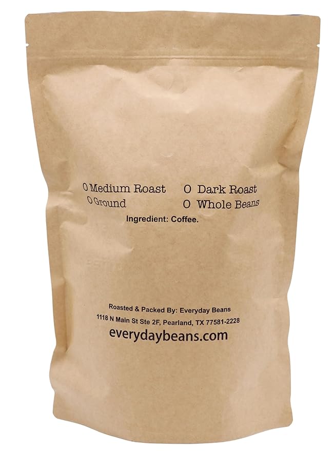 Everyday Beans, 100% Arabica Fresh Ground Coffee, Smooth Rich Flavor, Easy to Drink, Specialty Coffee, 32 Oz Bag, Dark Roast
