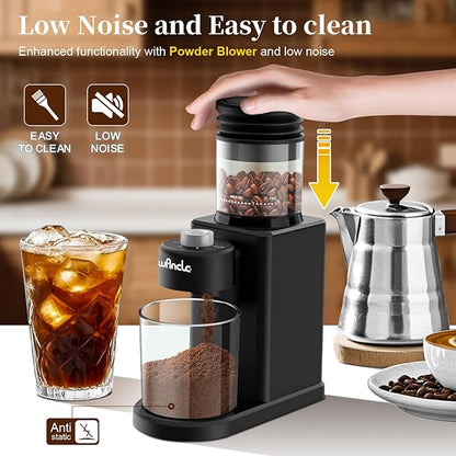 Wancle Conical Burr Coffee Grinder Electric, Coffee Bean Grinder, 25 Grind Settings-Adjustable for Espresso French Press Drip, 2-12 Cup Capacity, Low Noise, 80g Bean Capacity (Expandable to 120g)