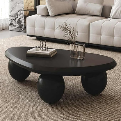 Cloud Coffee Table Modern Irregular Coffee Table Asymmetrical Unique Coffee Tables with 3 Bases for Living Room Farmhouse (G, 39")