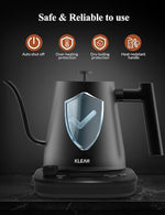Load image into Gallery viewer, KLEAH Gooseneck Electric Kettle with Temperature Control - 0.8L Automatic Shut Off Tea &amp; Coffee Kettle, Hot Water Boiler Pour Over Coffee Kettle, 1200W Quick Heating Keep Warm, Black