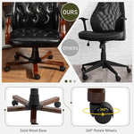 Load image into Gallery viewer, ECOTOUGE Ergonomic Executive Office Chair, Tufted Faux Leather Home Office Desk Chair, Vintage Wingback Swivel Work Chair, Black