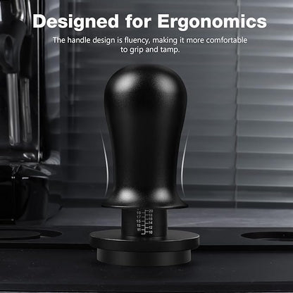 PUSEE 51mm Espresso Coffee Tamper with Double Spring Calibrated, Handle Tamper 30lbs Pressure with Titanium Coating Stainless Steel Ripple for Barista Espresso Machine Accessories 51mm Tamper, Black