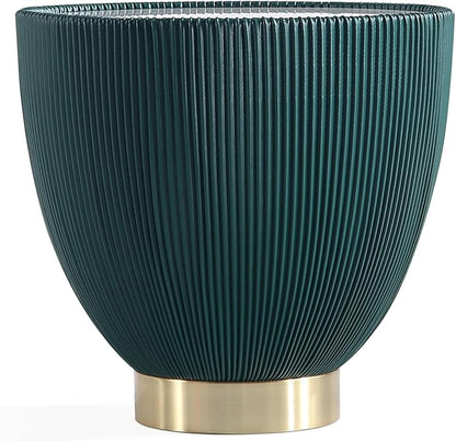 Manhattan Comfort Modern Anderson Coffee Table, 1.0 & 2.0 End Table, Upholstered in Green Leatherette with Ceramic Faux Tabletop and Gold Metal Tabletop- Set of 3