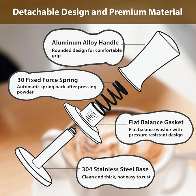 58mm Espresso Tamper, Coffee Tamper for Espresso Machine, Espresso Tamp with Spring Loaded Tamper, Depth-adjustable Espresso Hand Tampers 58mm