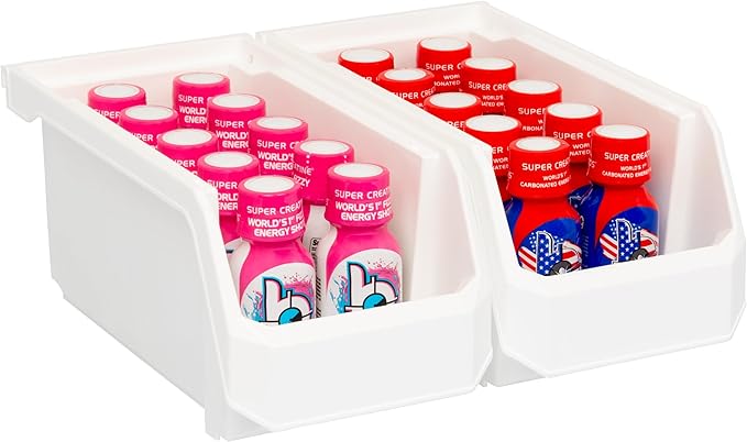 Plastic Containers for Organizing and Storage Bins for Closet, Kitchen, Office, Garage or Pantry Organization, Stackable Bins, Medium (11" x 5" x 5.5"), 8-Pack, White