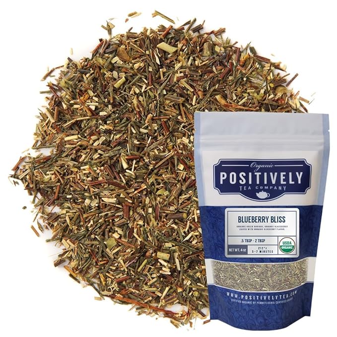Organic Positively Tea Company, Blueberry Bliss Rooibos Tea, Loose Leaf, 4 Ounce