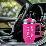 Load image into Gallery viewer, ThermoThrill Ships Next Day, Personalized 40 Oz Tumbler with Handle and Straw Custom Tumbler with Text Stainless Steel Mug Birthday Gifts for Women