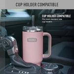 Load image into Gallery viewer, THERMOS Stainless Steel Cup Holder Mug - 40 Ounce, Sunset Pink - Insulated Tumbler with Lid and Straw, Plus Leak-Resistant Slide Lock