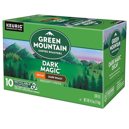 Green Mountain Coffee Dark Magic Decaf, Keurig Single Serve K-Cup Pods, Dark Roast Coffee, 60 Count, (6 Packs of 10)