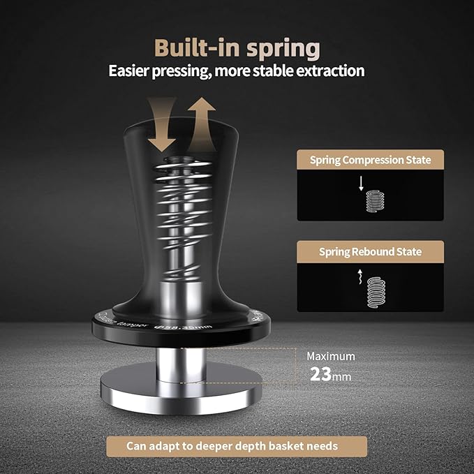MHW-3BOMBER 51mm Coffee Tamper, Espresso Daul Spring Loaded Tamper with Ripple Base, Coffee Hand Tampers fit 51mm Portafilter, Self Leveling Espresso Machine Tampers for Barista,T5999-OS