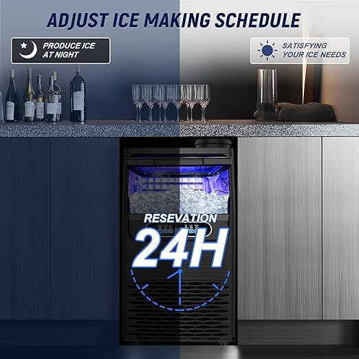 100LBS/24H High Output - Commercial Under Counter Ice Maker with 30LBS Storage - Built-in/Freestanding Design, Self-Cleaning & 24H Timer - for Home Bars Outdoor