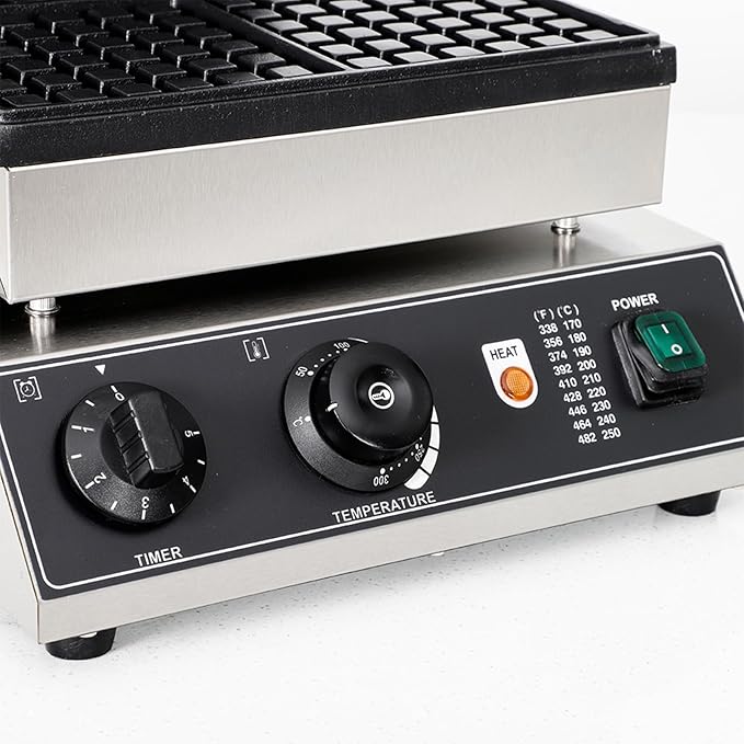 Commercial Waffle Maker, 4pcs Rectangle Waffle Iron, Non-Stick Industrial Belgian Waffle Maker Stainless Steel 110V Temp and Time Control, Suitable for Restaurant Bakeries Snack Bar Family