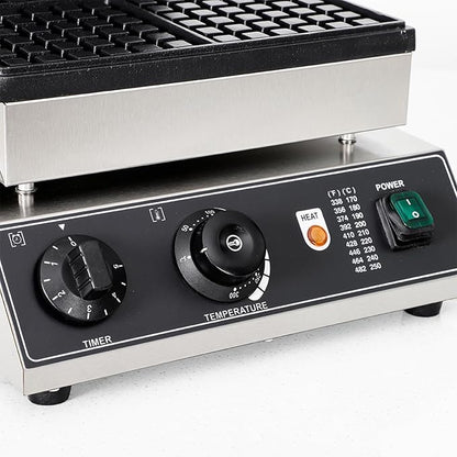 Commercial Waffle Maker, 4pcs Rectangle Waffle Iron, Non-Stick Industrial Belgian Waffle Maker Stainless Steel 110V Temp and Time Control, Suitable for Restaurant Bakeries Snack Bar Family