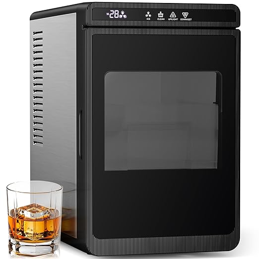 Antarctic Star Clear Ice Cube Maker, 3 pcs in 25 mins, 150 pcs/Day, CrystalFlux Technology, Self-Cleaning, 24H Timer, Enhanced Insulation for Whiskey & Bourbon