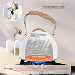 Load image into Gallery viewer, Tea Kettle, Vegoran 100 OZ / 3 Liter Whistling Tea Kettle, Tea Pots for Stove Top Food Grade Stainless Steel with Wood Pattern Folding Handle, Loud Whistle Kettle for Tea, Coffee, Milk (White)