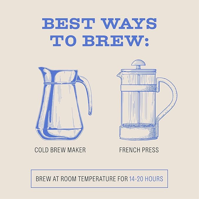 Bizzy Organic Cold Brew Coffee | Dark & Bold Blend | Coarse Ground Coffee | Dark Roast | Micro Sifted | Specialty Grade | 100% Arabica | Brew Bags | 12 Count | Makes 42 Cups