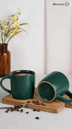 Load image into Gallery viewer, famiware Mercury Coffee Mugs 13 oz, Coffee Mugs Set of 6 with Handle, Cups for Latte, Hot Tea, Cappuccino, Mocha, Cocoa, Dark Green