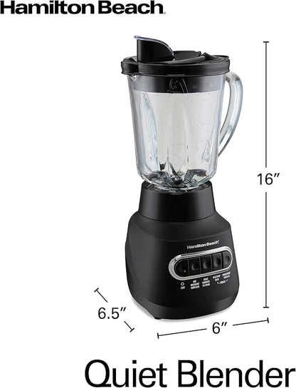 Hamilton Beach Wave Action Blender for Smoothies, Stainless Steel Ice Sabre Blades, 40oz Glass Jar, 800 Watts, Quiet Design, Black (58175)