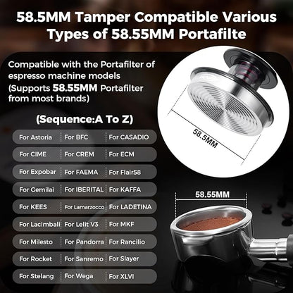 IKAPE 58.3MM Semi-Transparent Espresso Coffee Tamper, Premium Barista Coffee Tamper with Calibrated Spring Loaded, 100% Threaded Stainless Steel Base Tamper for Espresso Machine(New Upgrade)