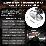 IKAPE 58.3MM Semi-Transparent Espresso Coffee Tamper, Premium Barista Coffee Tamper with Calibrated Spring Loaded, 100% Threaded Stainless Steel Base Tamper for Espresso Machine(New Upgrade)