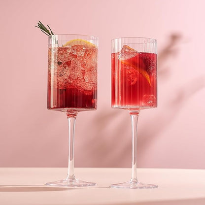 JoyJolt Bedside Water Carafe and Glass Set. Elle Fluted Glass Carafe and Ribbed Glassware. Vintage Nightstand Water, Mouthwash Decanter for Bathroom or Ribbed Vase. Mid Century Modern Glassware