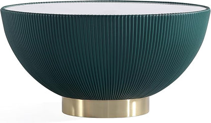 Manhattan Comfort Modern Anderson Coffee Table, 1.0 & 2.0 End Table, Upholstered in Green Leatherette with Ceramic Faux Tabletop and Gold Metal Tabletop- Set of 3