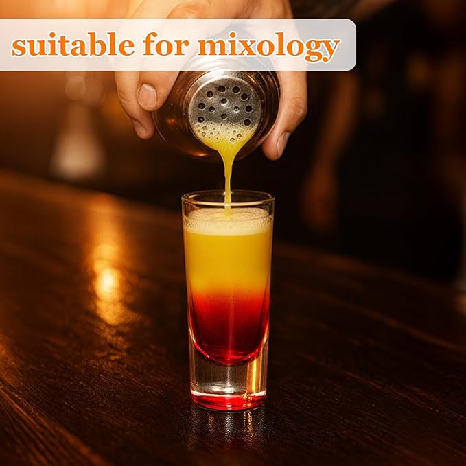 Ruckae 12 Pack 2oz Shot Glasses Set Gradient Colorful Shot Glasses Bulk with Heavy Base Bar Cylinder Glass Shot Cups for Vodka Tequila Whiskey Liquor Cocktail