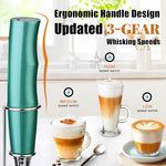 Load image into Gallery viewer, Nahida Milk Frother Wand for Coffee Frother Handheld with Stand Electric Whisk with 3 Heads 3 Speeds Drink Mixer Coffee Frother Foam Maker For Latte, Cappuccino, Hot Chocolate, Egg - Green